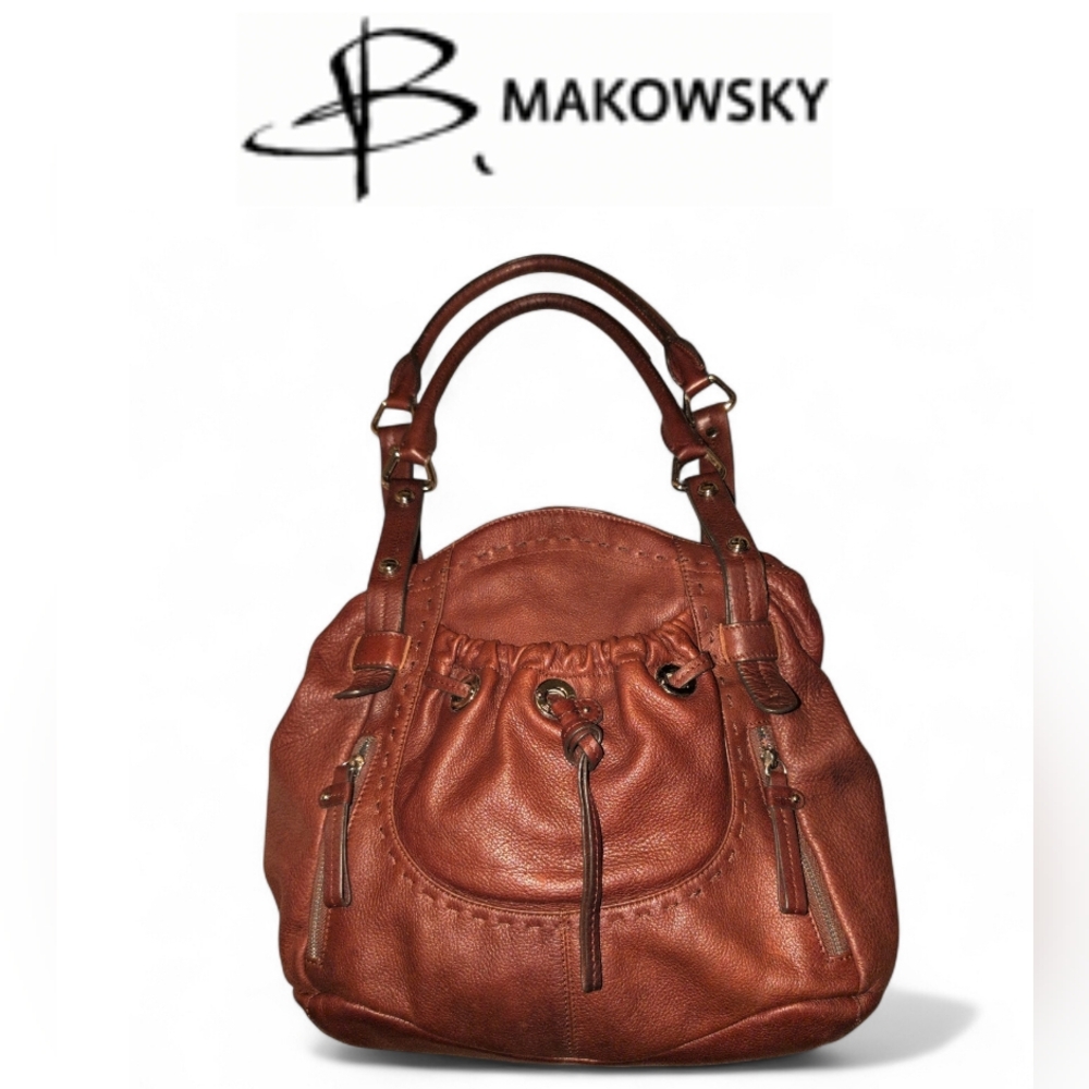 B. Makowsky Large Leather Bohemian Shoulder Bag